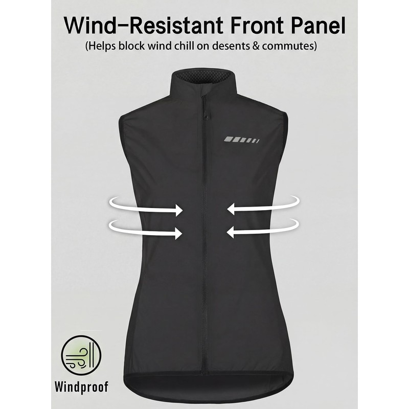 Chaleco de Ciclismo para Mujer, Ligero y Resistente al Viento,