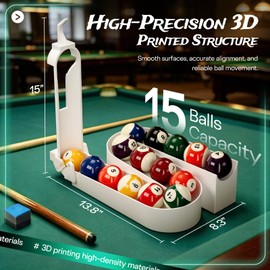 GenxQian 3D Printed Billiard Training Tool, Non-Slip Base Billiards Training Aid, 15 Balls Capacity, Portable Easy Setup, Improves Shot Precision, Comes with 2 Sets Retaining Pins & Rubber Bands