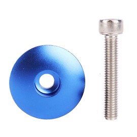 YANRUHFL 1 1/8" Aluminium Alloy Cycling Headset Stem Top Cap with M6x35mm Stainless Steel Bolt (Blue)
