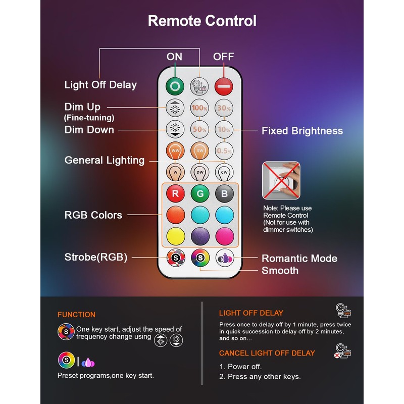 DUSKTEC Remote Control LED 6 Inch Canless Recessed Lighting RGBCW