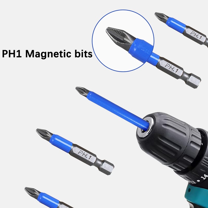 Piutouyar 10Pcs Magnetic Anti-Slip Drill Bit 2 Inch, PH1 Phillips