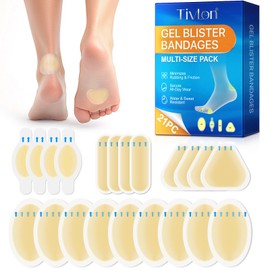 Gel Blister Bandages 21ct, Waterproof Hydrocolloid Blister Bandages for Foot Wound Quick-Healing Blister Cushions for Toe Heel All-Day Prevention, Variety Combo Pack
