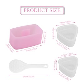 Kioiner 4Pcs Rice Ball Mold Kit for Kids Lunch Bento Sushi Making, 2 x Triangle Onigiri Molds, 1 x Pink Musubi Maker Mold and Non Stick Rice Paddle for Picnic Restaurant Home Kitchen