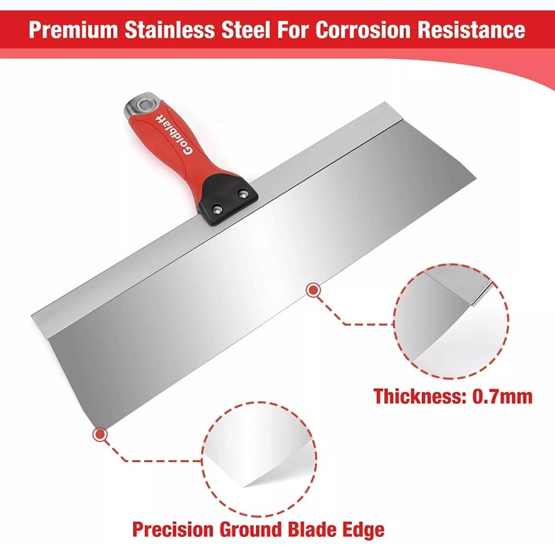 Goldblatt Drywall Tools, Drywall Knife Set 5-Piece Stainless Steel Taping