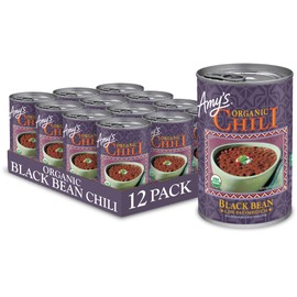 Amy's Organic Chili, Vegan Medium Black Bean Chili, Gluten Free, Low Fat, Gluten Free, 14.7 Oz (12 Pack)