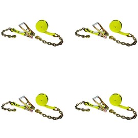 US Cargo Control - Ratchet Straps with Chain Extension - 2 Inch Wide X 30 Foot Long - Ratchet Straps Chain End - Heavy Equipment Ratchet Straps - Commercial Ratchet Straps - Chain Tiedowns 4 Pack
