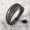 murtoo Mens Leather Bracelet with Magnetic Clasp Cowhide Multi-Layer Braided