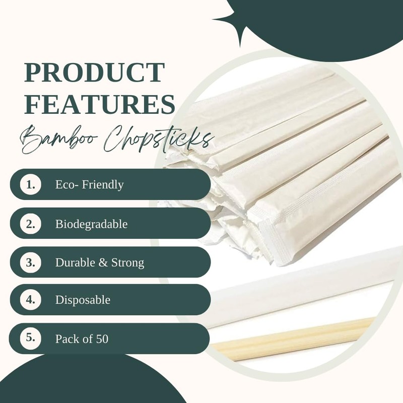 H&Co Twin Bamboo Chopsticks | 21 cm | Disposable |
