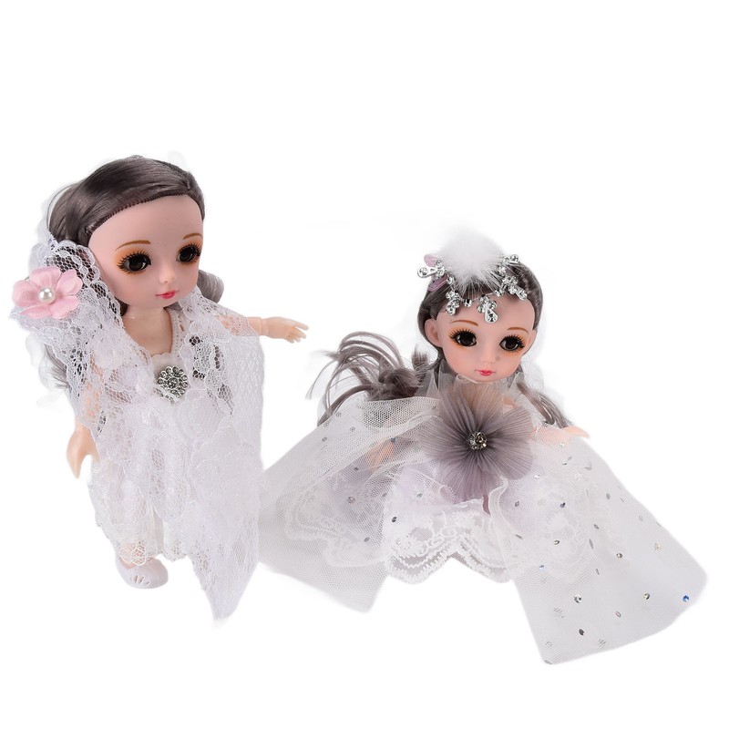 2pcs 6.7 Inch Girl Doll Joint Movable Exquisite Lovely Doll