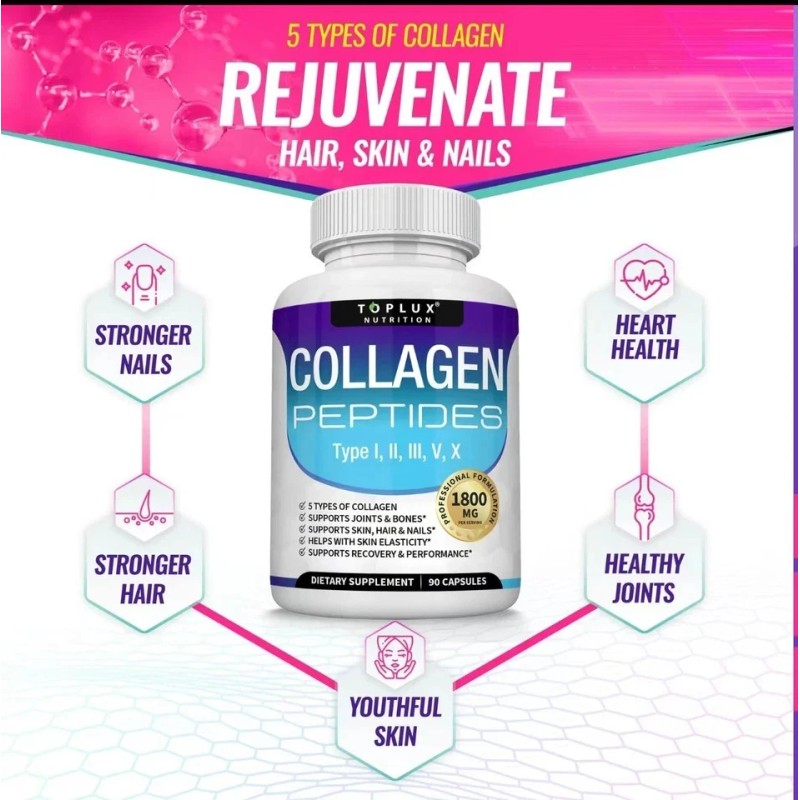 Toplux Multi Collagen Peptides Pills 1800 Mg Complex-Hydrol