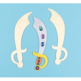 Baker Ross EF695 Pirate Wooden Swords for Children to Paint Decorate & Personalise Dressing Up - Pack of 4