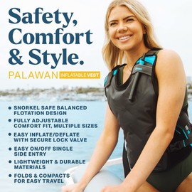 Seaview Palawan Inflatable Snorkel Vest - Premium Snorkel Jacket for Adults. Balanced Flotation, Secure Lock and Comfort Fit. for Snorkeling, Paddle-Boarding and Other Low Impact Water Sports