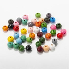 Wambere Pack of 100 14 mm Colourful Wooden Beads with Hole Wooden Beads Made of Lotus Wood, Natural Round Wooden Beads, Untreated Beads Wood for Crafts, DIY Jewellery, Bracelet, Necklace, Deep Rose