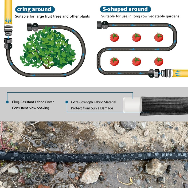 Suneed Flat Soaker Hoses for Garden 100 ft 2Pack, Cloth