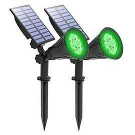 T-SUNUS Green Solar Lights, IP65 Waterproof 4 LED Solar Spotlight Wall Light, Auto-on/Off Security Light Landscape Light for Tree,Patio,Yard,Garden,Driveway,Pool Area (2 Pack Green)