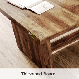 1Easylife 70.87 Inches Long Executive Desk, Brown Wooden Computer Desk, Industrial Simple Study Writing Table, Large Workstation Business Furniture for Home Office