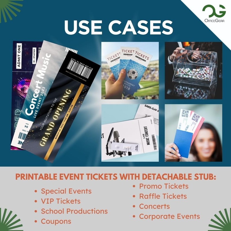 OfficeGear Yellow Event Tickets 4-up [55 Sheets 220 Tickets] 74mm