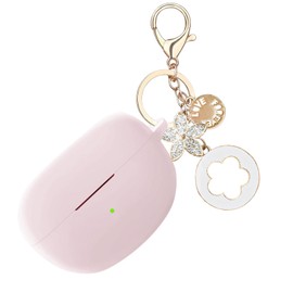 Ziseyoru Case for Bose Ultra Open Earbuds (2024), Soft Silicone Protective Case Cover with Bling Keychain Accessories for Women Girls (Pink)