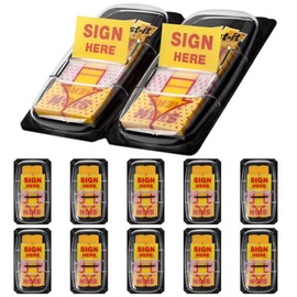 600 Pcs Sign Here Tabs Signature Stickers, Sign Here Sticky Notes Arrow Tabs, Page Markers Notary Supplies Post it Flags, Signature Stickers for Office School Notebook Note Book Notarization