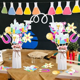 Balterever Science Party Decorations Girl Science Table Decor 24PCS Table Centerpiece Chemistry Lap Science Party Chemistry Party Supplies Science Theme Scientist Laboratory Party Birthday Baby Shower