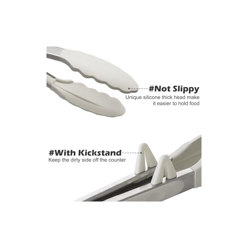 TOWINGO Silicone Tongs Set - 9 Inch Mini Kitchen Utensils