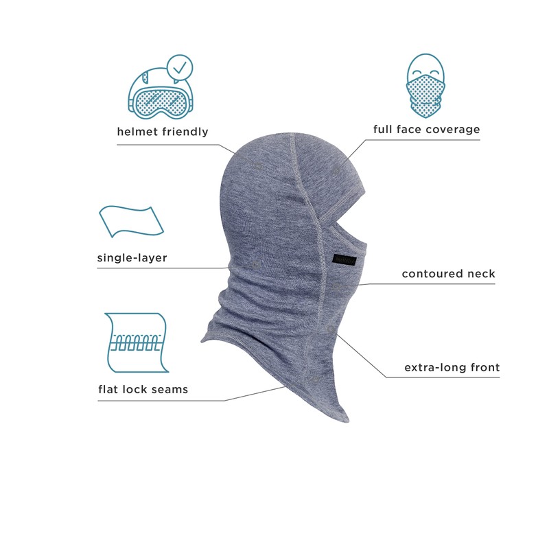 Turtle Fur Merino Wool with Tencel MaxClava Performance Balaclava, Ink