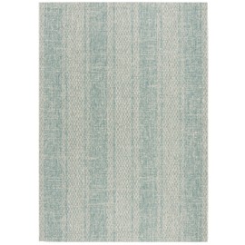 SAFAVIEH Courtyard Collection CY8736 Indoor/ Outdoor Non-Shedding Easy Patio Backyard Porch Deck Mudroom Area, 5'3" x 7'7", Light Grey / Aqua