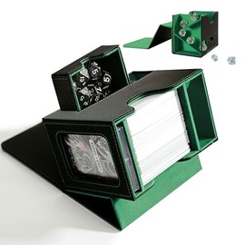 BKTSUNAM Commander - Caja de cubierta para MTG con bandeja de dados, caja para cartas que se adapta a 100 tarjetas de doble manga y ladrillo de tarjeta 35PT con visualización de comandante y soporte