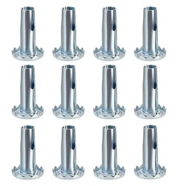 Skelang 12 Pcs Caster Sockets, Metal Caster Stem Sleeve, Wheel Socket Furniture Insert for Stem Caster, Grip Ring Caster, Chair Legs, Wooden Furniture Replacement