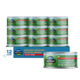 Wild Planet Organic Roasted Chicken Breast with Rib Meat, Skinless and Boneless, No Salt Added, 5 Ounce (Pack of 12)