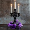 Gothic Halloween Candle Ring Wreath with Purple Roses, Black Leaves,