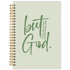 BESERH Inspirational Christian Bible Journals for Women Men, but God Christian Green Notebook, Prayer Journal for Women Men, Bible Notebooks for Note Taking, Spiral Notebook 5.5x8.3 with 164 Pages