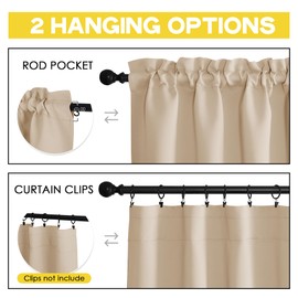 NICETOWN Biscotti Beige Window Valance 16 Inches Long - Rod Pocket Thermal Insulated Blackout Curtain Valance for Bedroom Living Room Kitchen Bathroom, 1 Panel, 42 x 16 Inches Length