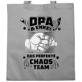 Shirtracer - Cotton Bag - Gifts - Grandpa & Grandson - The Perfect Chaos Team - Vintage Black, 1 Light Grey