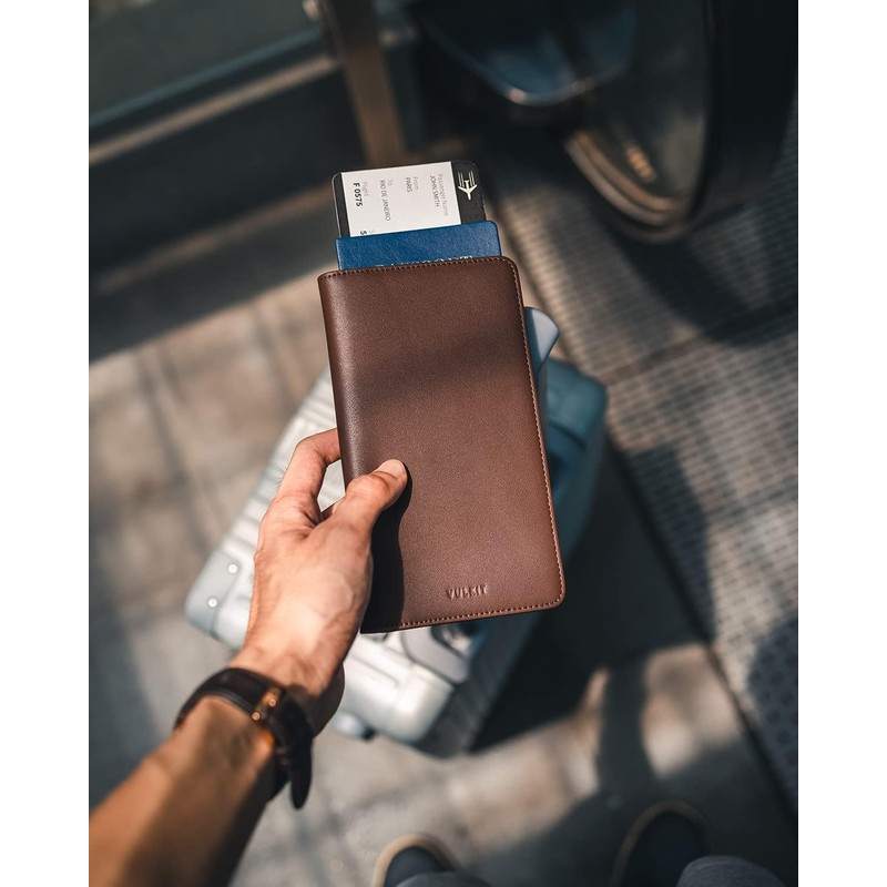 VULKIT Cartera Porta Pasaporte Billetera de Viaje con Bloqueo RFID