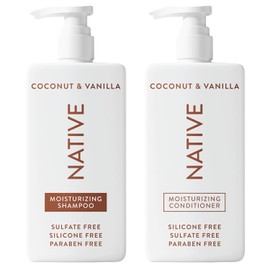 Juego de champú y acondicionador nativo, sin sulfatos, sin parabenos, sin tinte, con ingredientes limpios derivados naturalmente, 16 onzas (coco y vainilla, hidratante), 2, 1.3 onzas