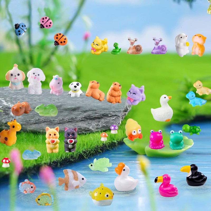 U-Zimikee 200 Pcs Mini Resin Animals - Miniature Animal Figurines