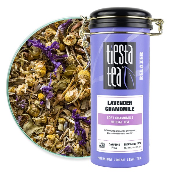 Tiesta Tea - Lavender Chamomile, Loose Leaf Soft Chamomile Herbal Tea, Non-Caffeinated, Hot & Iced Tea, 2 oz Tin - 50 Cups, Natural, Stress Relief & Health Support, Herbal Tea Loose Leaf