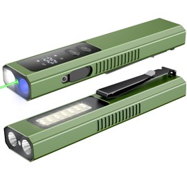 WeteamnoI 5 IN1 Rechargeable EDC Flat Flashlight, PRO Flashlight with Green Beam, UV and White LED Combo, High Lumens Pocket Lights with Magnet, LT010 Four Sources Perfect for Checking, Work (Green)