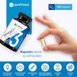Omega 3+ High Dose 2000 mg Fish Oil Capsules - Certified Fish Oil - 1000 mg EPA & 500 mg DHA - Daily Dose - Premium Quality - Made in Germany - Laboratory Tested - 120 Capsules