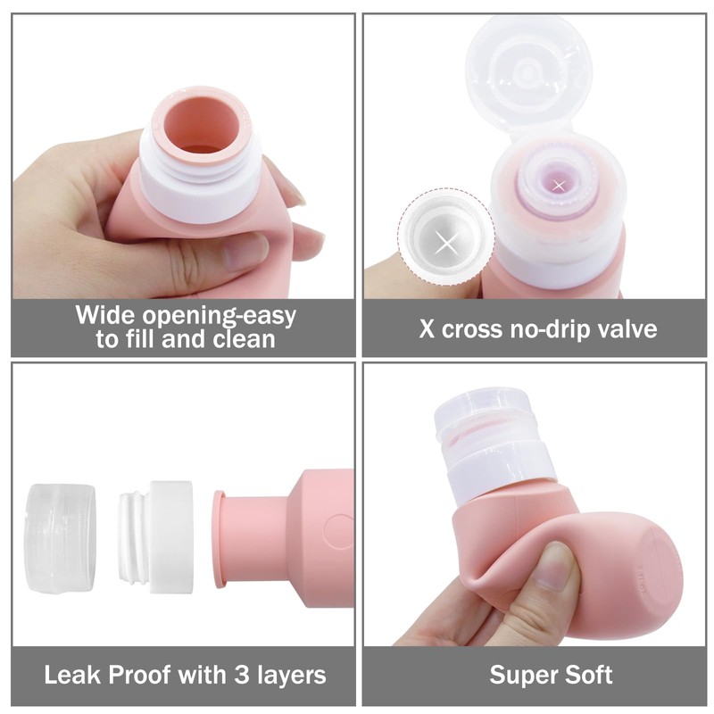 4 Pack Travel Bottles for Toiletries, TSA Approved, Travel Size