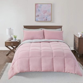 Royal Hotel Soft and Plush Down Alternative Comforter - Reversible with 2 Colors Duvet Insert Comforter - Hypoallergenic Hotel Plush Down-Alternative - California King, King, Blush Pink and Gray