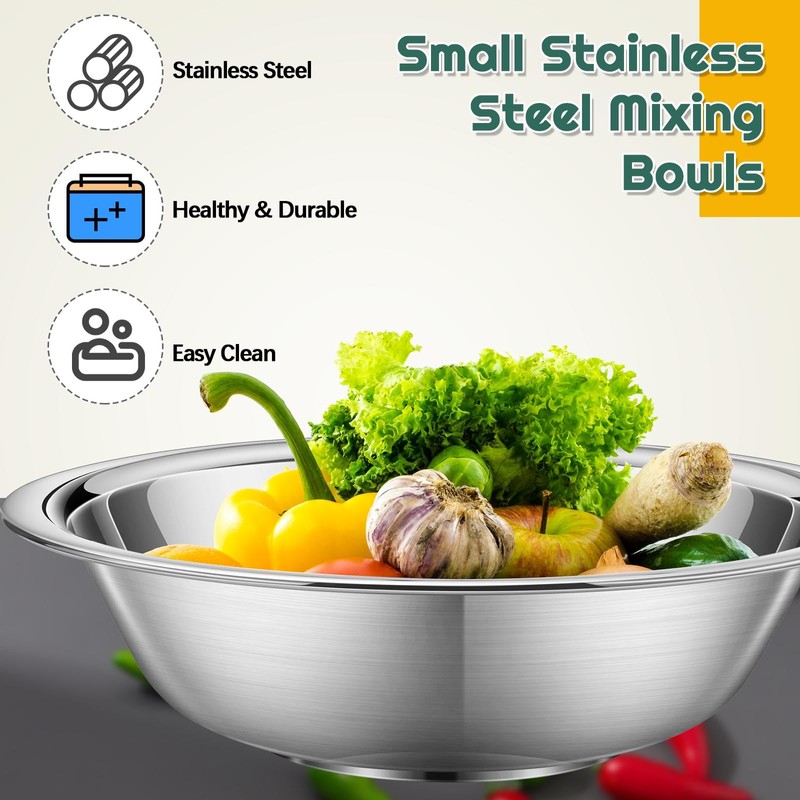 Tioncy 20 Pack Small Mixing Bowls, 6.3 Inch Stainless Steel