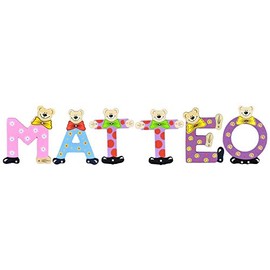 Playshoes Kinder Holz-Buchstaben Namen-Set Matteo - Sortiert