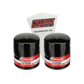 Cyclemax Two Pack compatible with Mercury FourStroke Outboard Oil Filters 8M0123025-2PACK Contains Two FourStroke Outboard Oil Filters and a Funnel