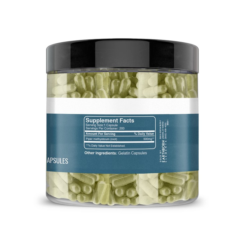 Earthborn Elements Kava Kava Extract, 200 Capsules, Pure & Undiluted,
