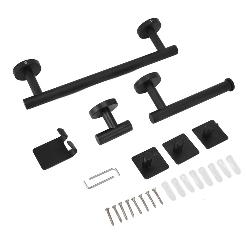 Bathroom Stainless Steel Towel Rack 7 Piece Set Rustproof Colorfast