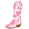 Cozivwaiy Women Cow Print Cowgirl Boots Chunky Heel Half Boots