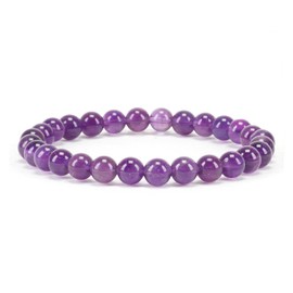 Cherry Tree Collection - Small, Medium, Large Sizes - Gemstone Beaded Bracelets for Women and Men - 6mm Round Beads (Amethyst - Large)