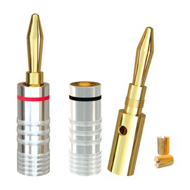 Goupchn Banana Plugs 6 Pairs 24K Gold Plated Screw Lock Audio Speaker Plug Connectors for Speaker Wire, Wall Plates, Audio/Video Receiver, Sound Systems, Home and Theater